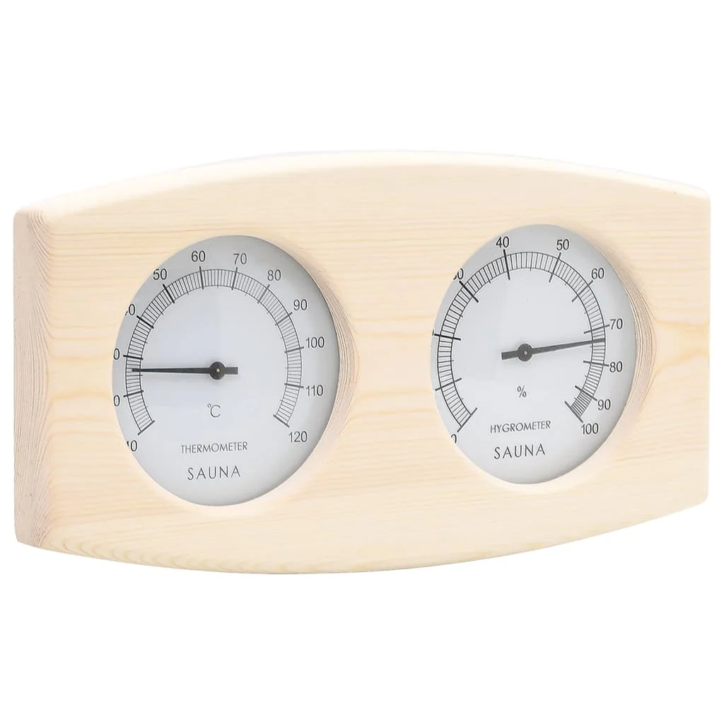 2-i-1 saunasæt med hygrometer og timeglas massivt fyrretræ - Image 2