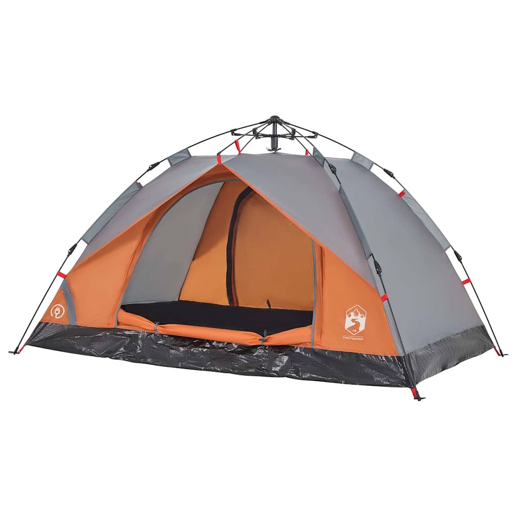 2-personers campingtelt kuppel quick-release grå og orange - Image 4