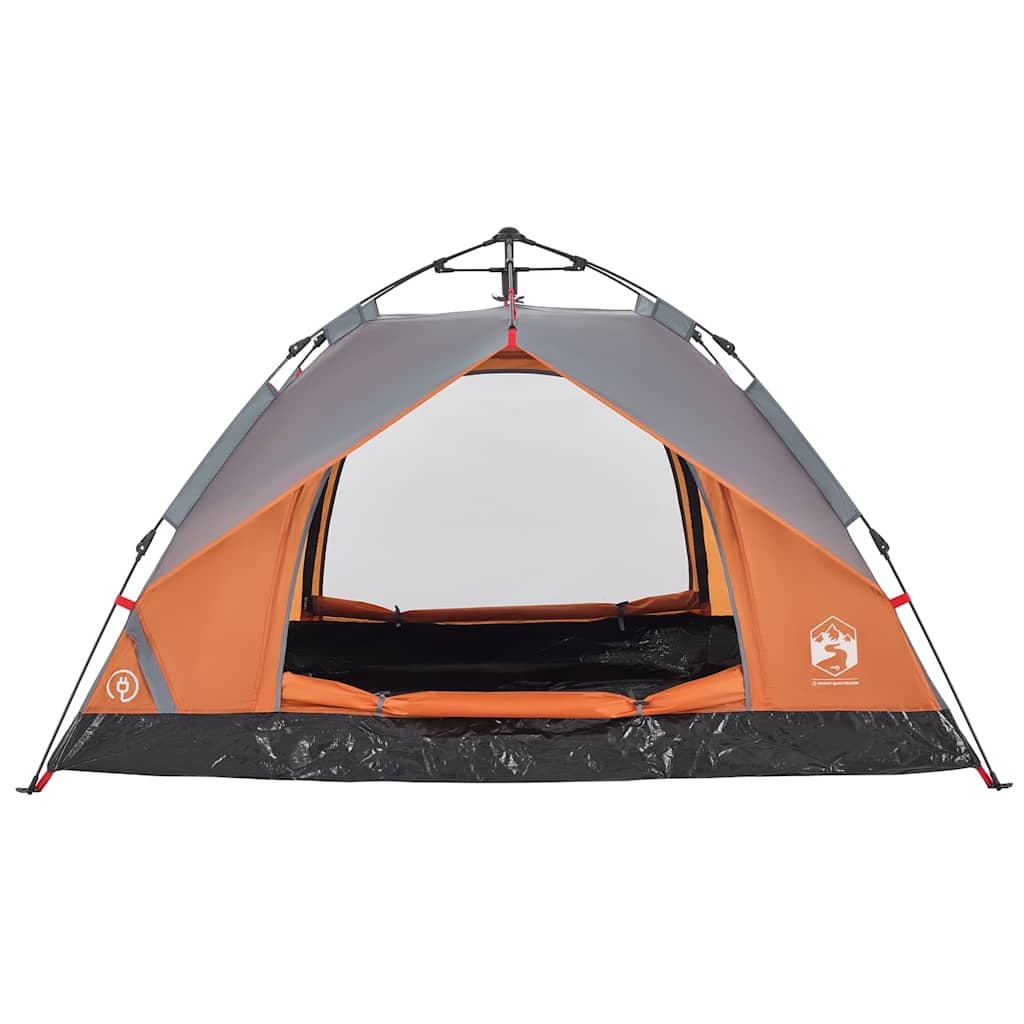 2-personers campingtelt kuppel quick-release grå og orange - Image 7