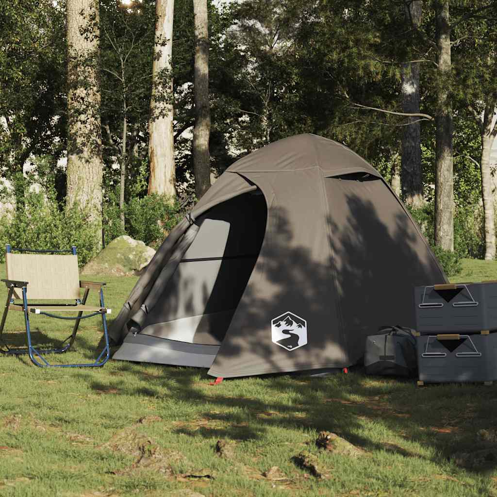 2-personers campingtelt vandtæt kuppel brun - Image 3