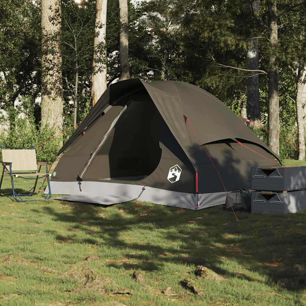 2-personers campingtelt vandtæt kuppel brun - Image 3