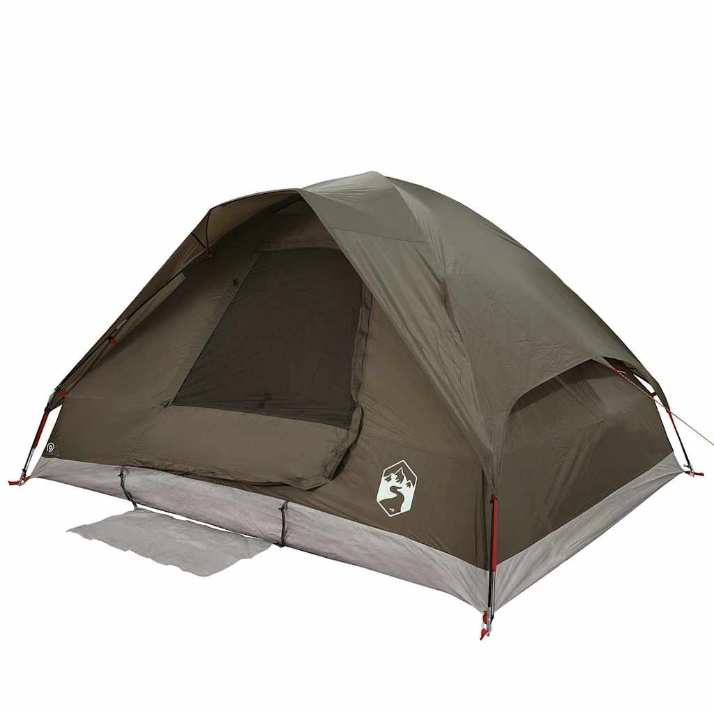 2-personers campingtelt vandtæt kuppel brun - Image 6