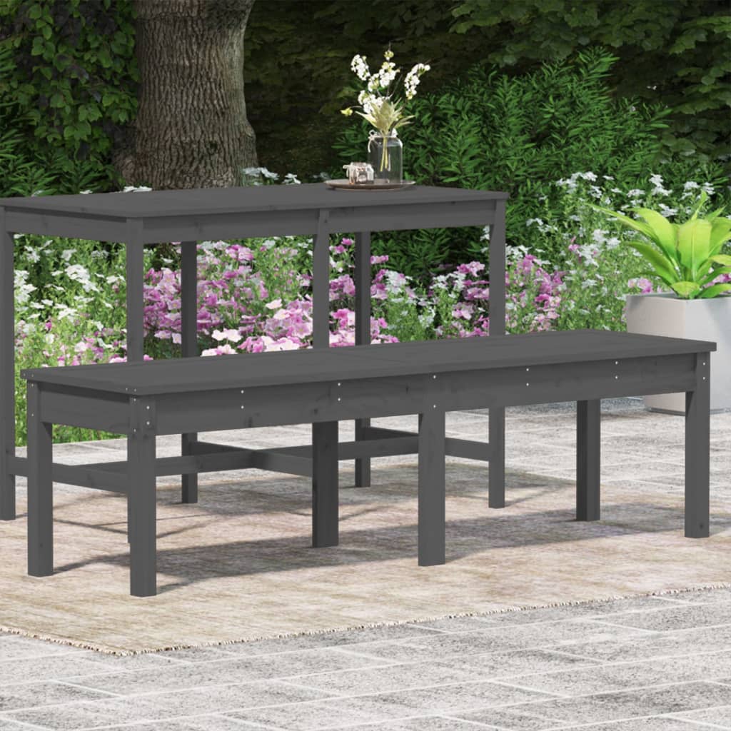 2-personers havebænk 159,5x44x45 cm massivt fyrretræ grå - Image 3