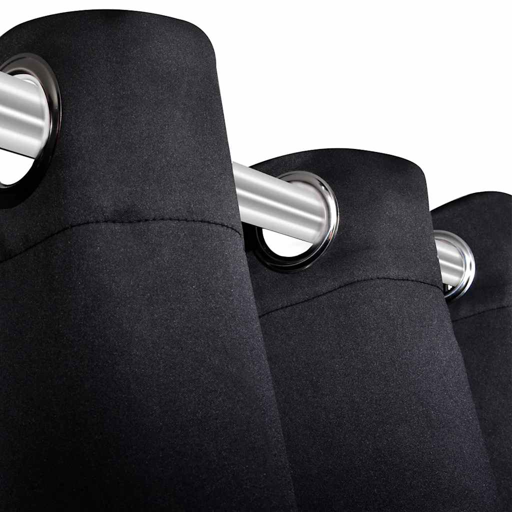 2 stk Sort Blackout Gardiner med Metal Ringe 135 x 245 cm - Image 4