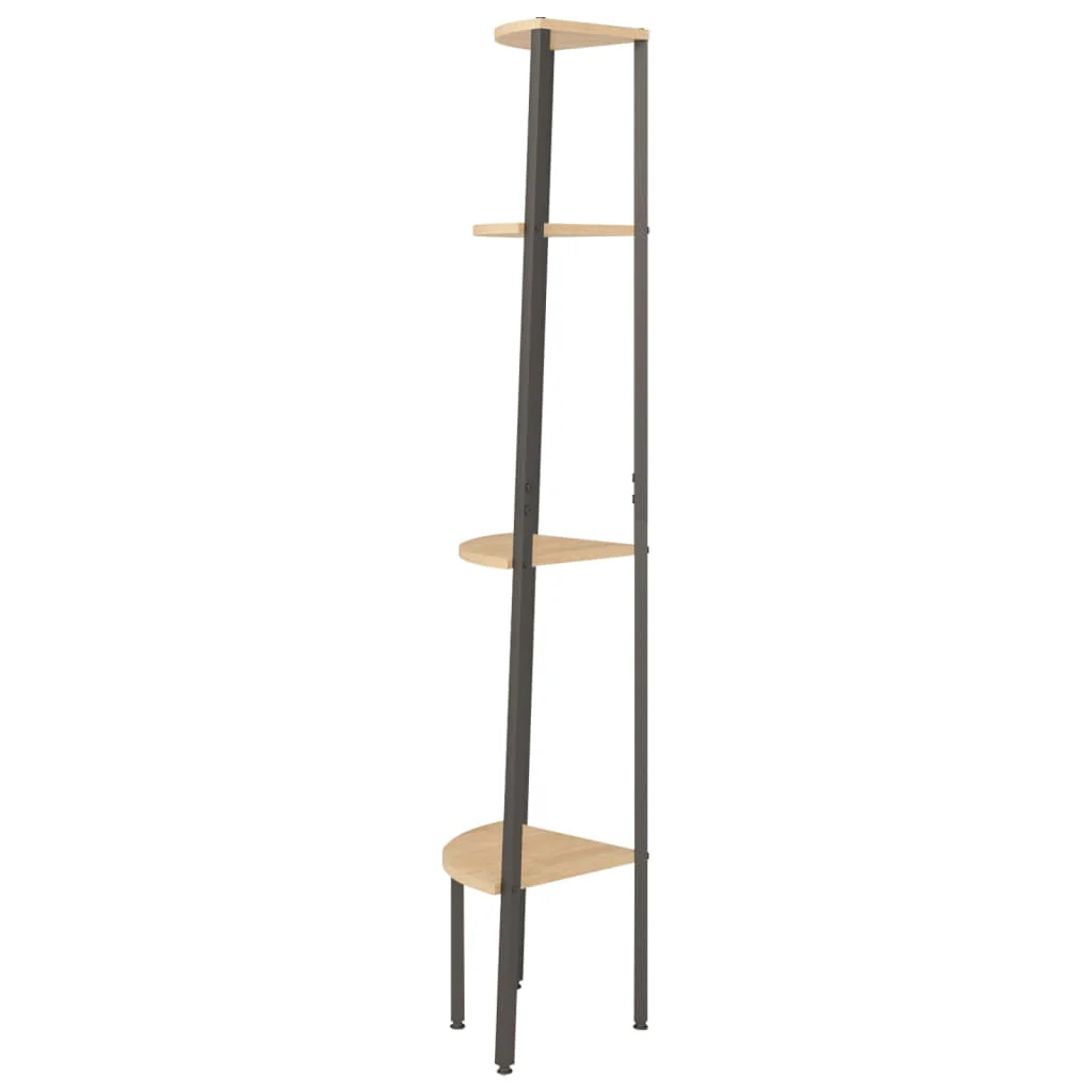 4-lags hjørnehylde lysebrun og sort 45,5x31,5x150 cm - Image 4