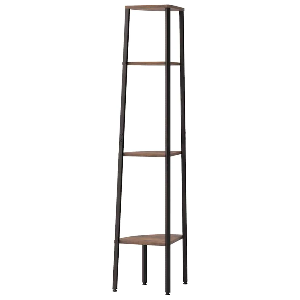 4-lags hjørnereol mørkebrun og sort 45,5x31,5x150 cm - Image 5