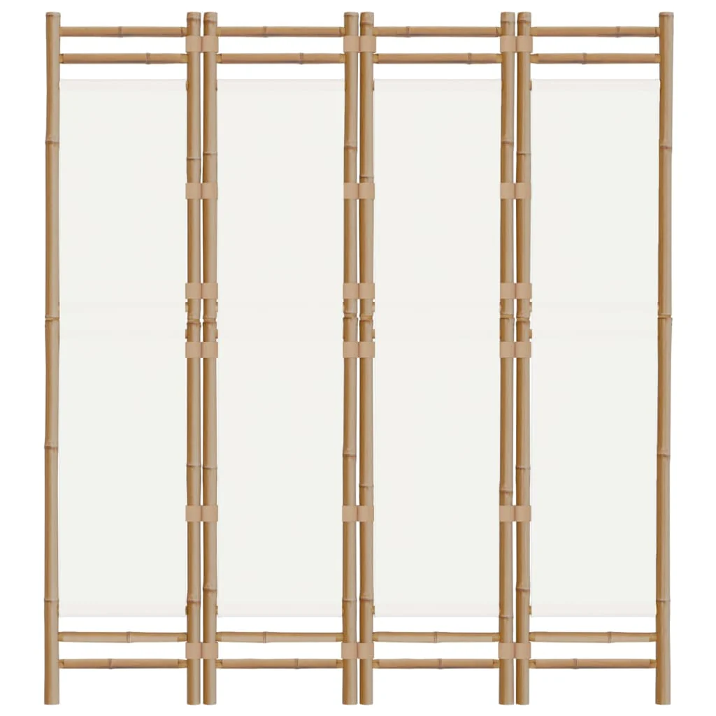 4-panels rumdeler 160 cm foldbar bambus og kanvas - Image 4