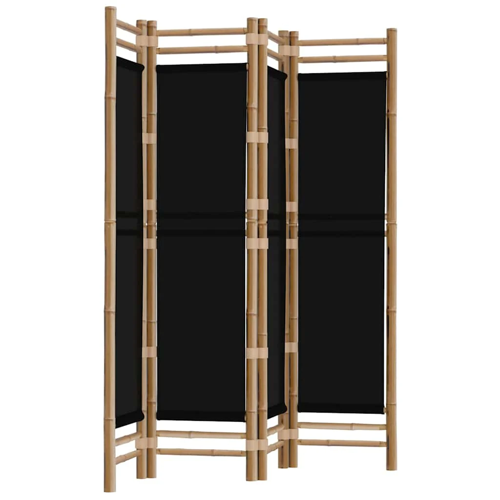 4-panels rumdeler 160 cm foldbar bambus og kanvas - Image 2