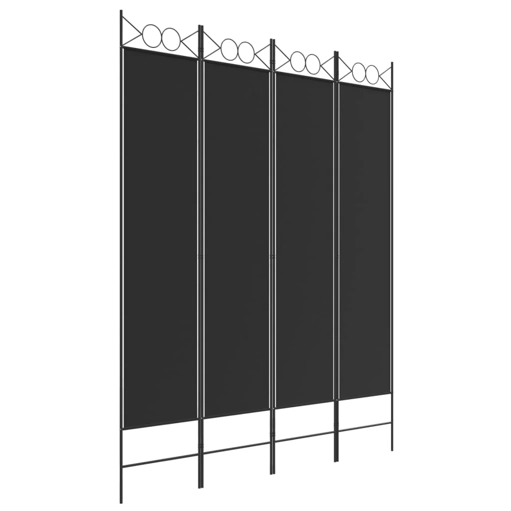 4-panels rumdeler 160x200 cm stof sort - Image 2