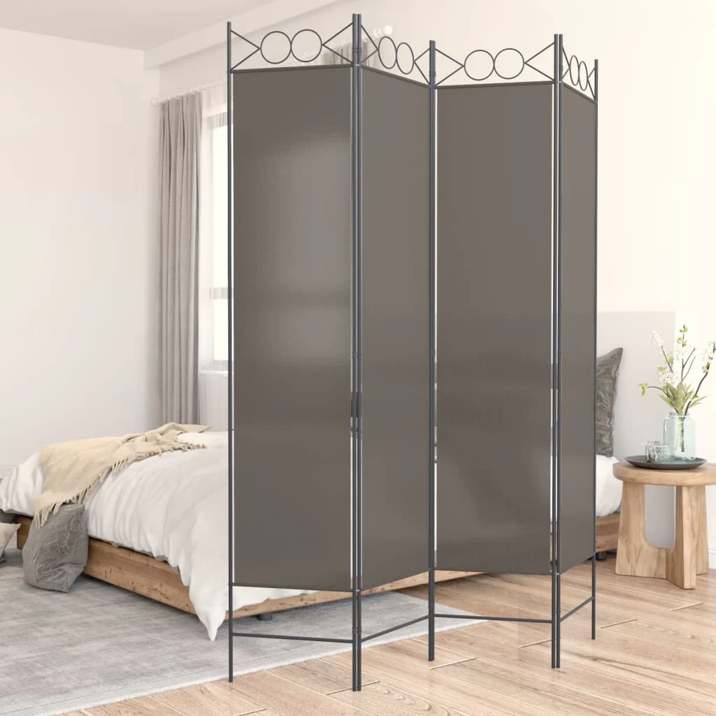 4-panels rumdeler 160x220 cm stof antracitgrå