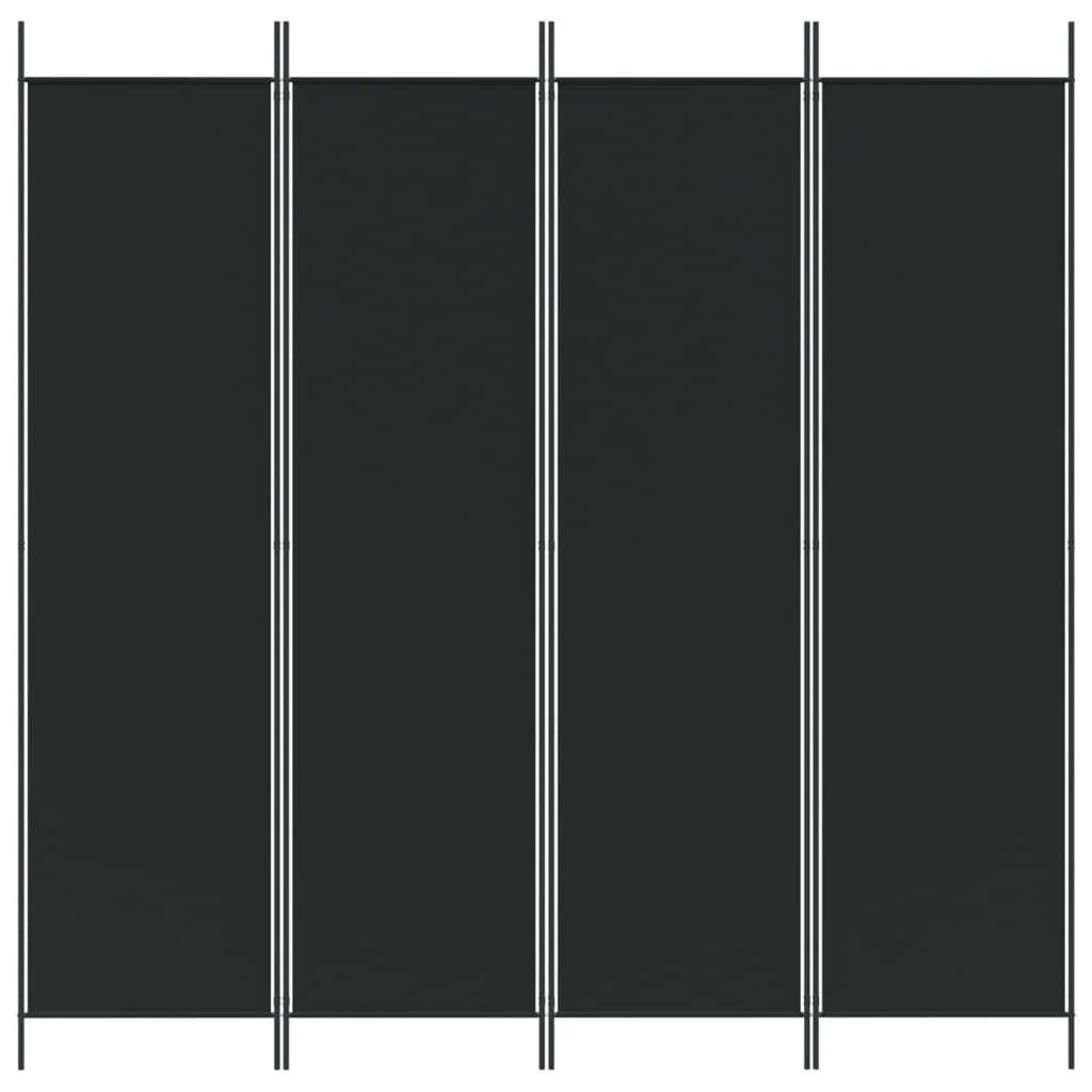 4-panels rumdeler 200x200 cm stof sort - Image 3