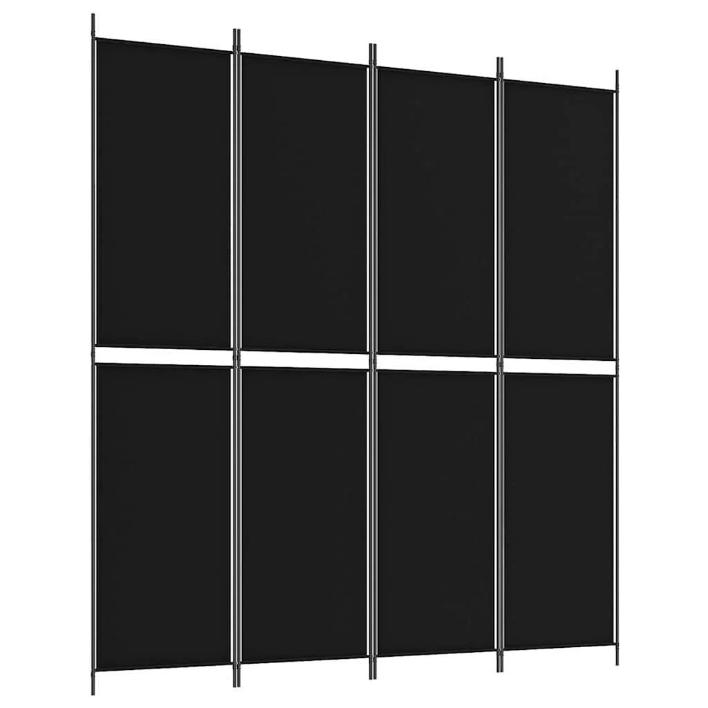 4-panels rumdeler 200x220 cm stof sort - Image 2