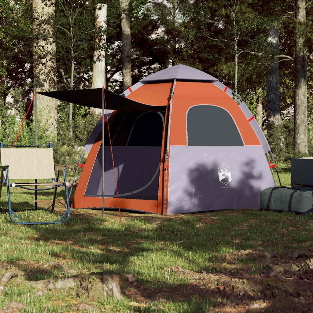 4-personers campingtelt quick-release grå og orange - Image 3
