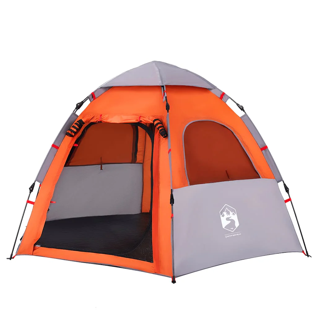 4-personers campingtelt quick-release grå og orange - Image 4