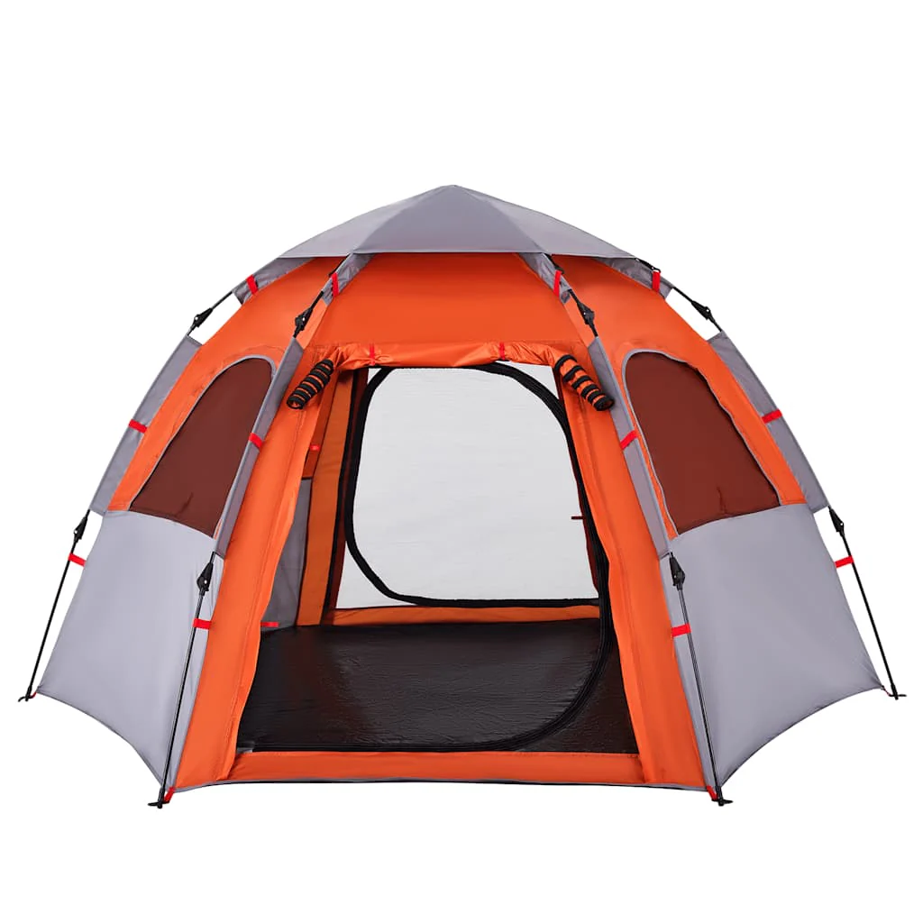 4-personers campingtelt quick-release grå og orange - Image 7