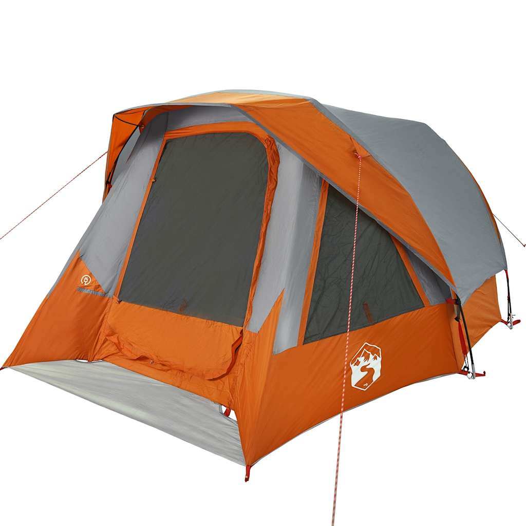 4-personers campingtelt vandtæt grå og orange - Image 4