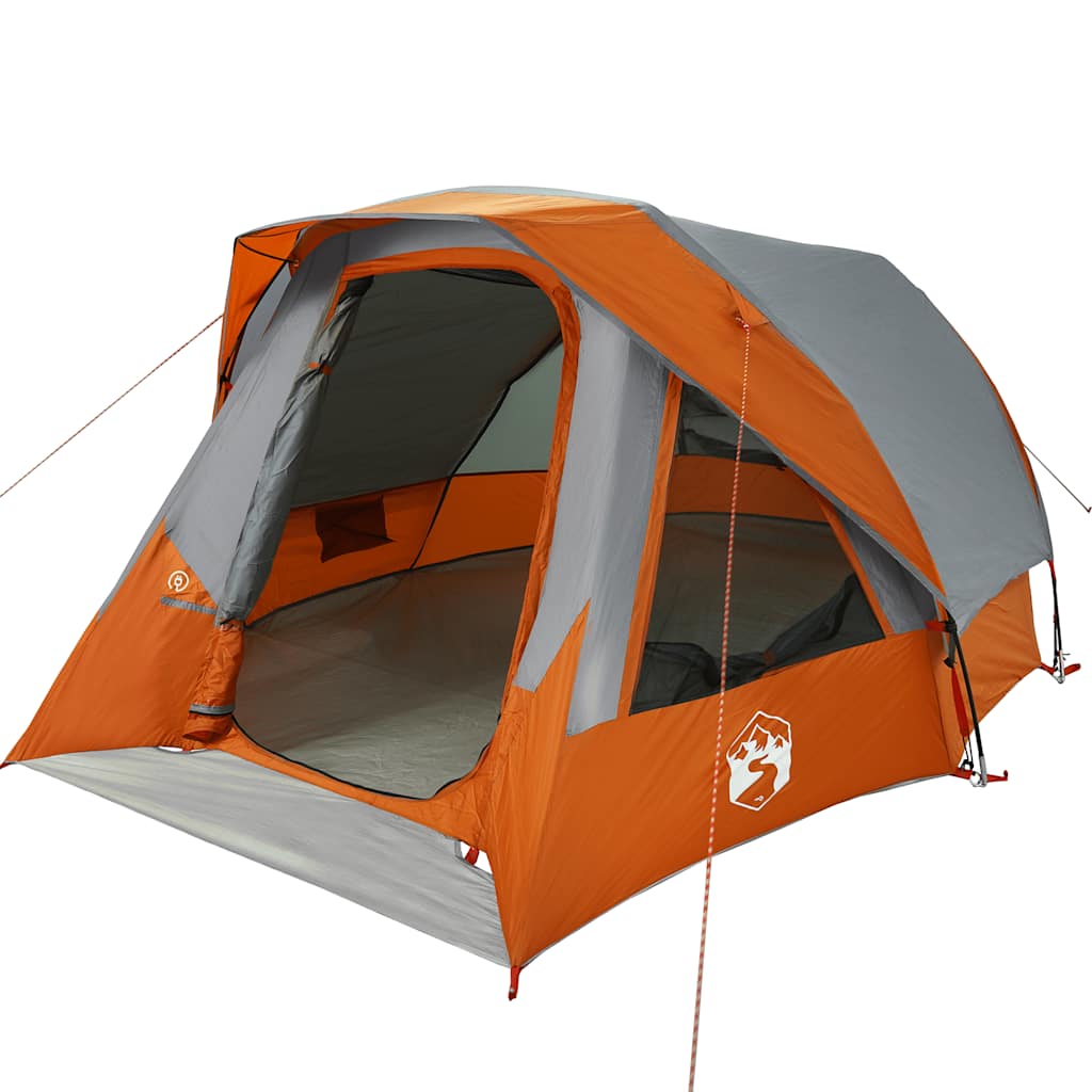 4-personers campingtelt vandtæt grå og orange - Image 9