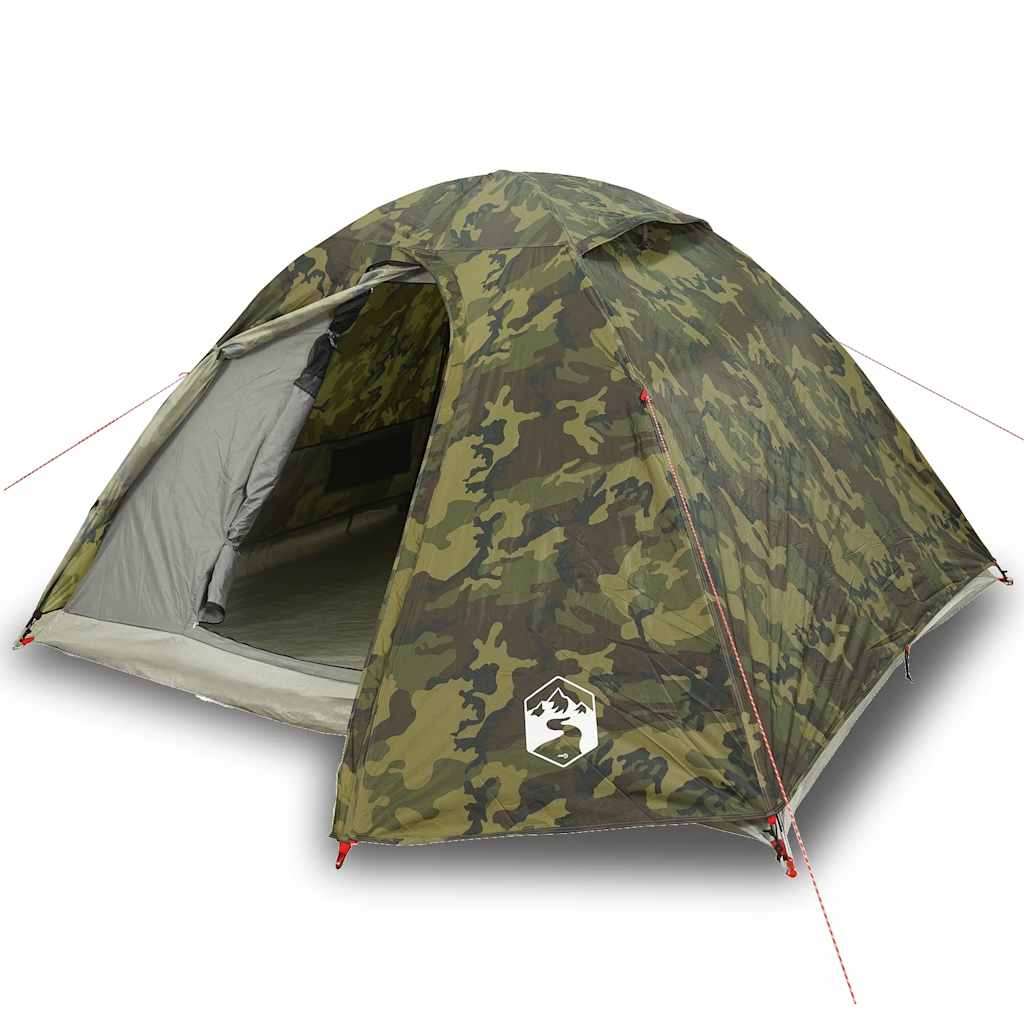 4-personers campingtelt vandtæt kuppel camouflage - Image 2