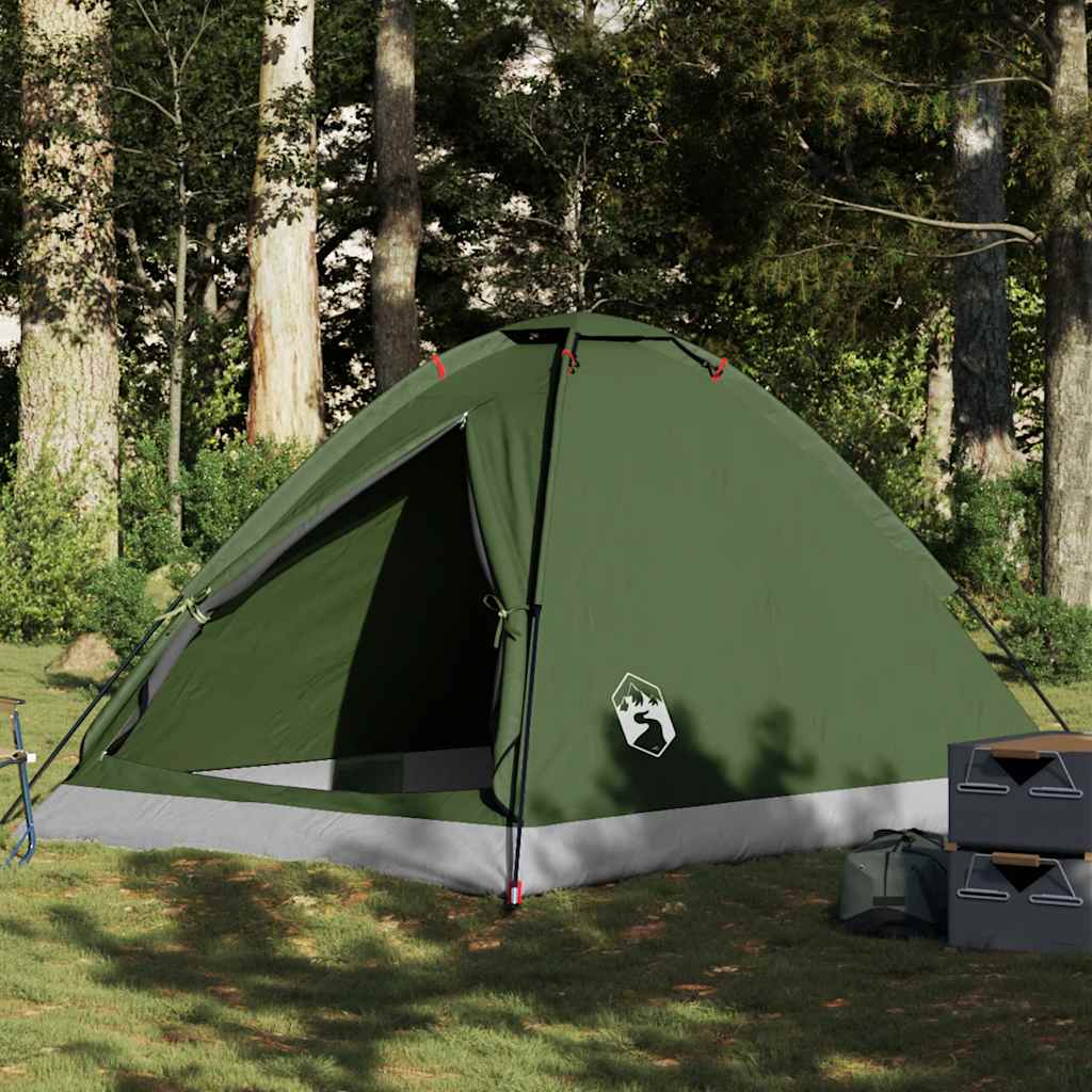 4-personers campingtelt vandtæt kuppel olivengrøn