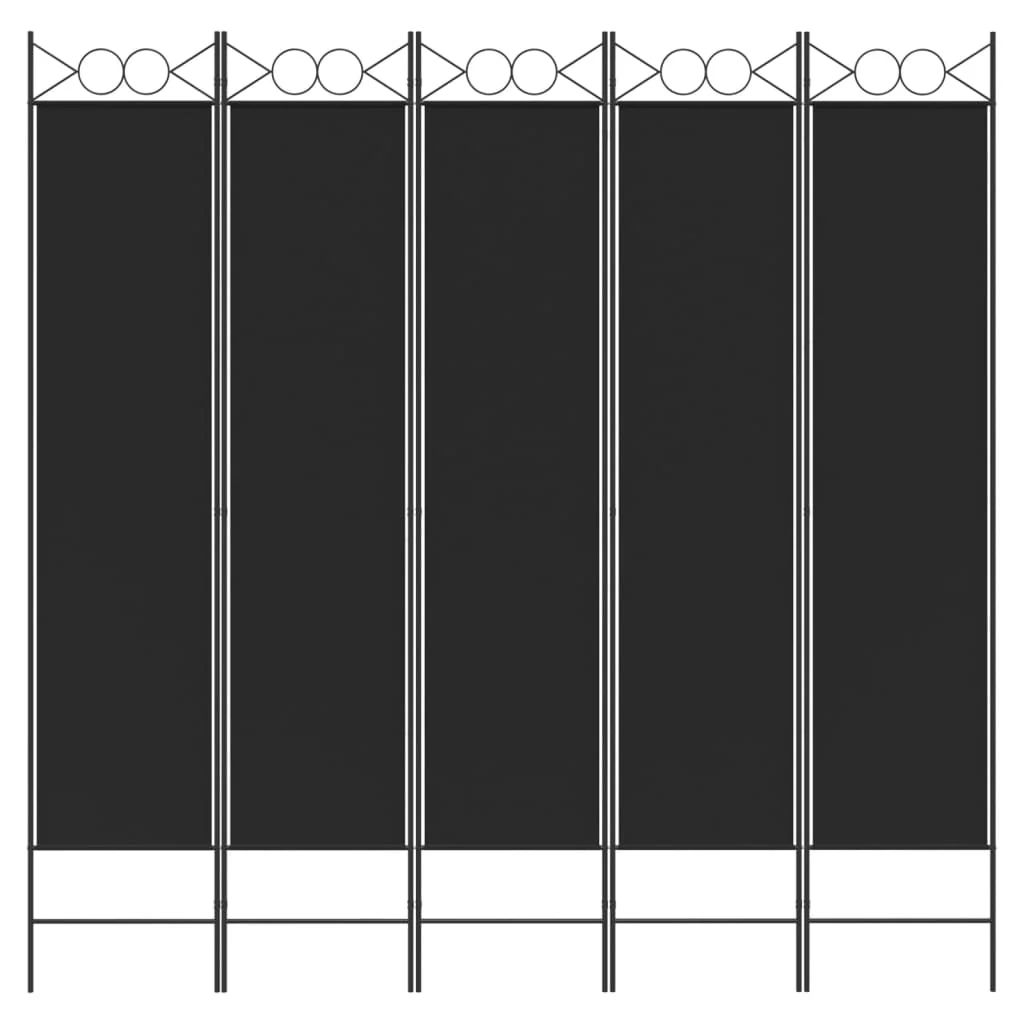 5-panels rumdeler 200x200 cm stof sort - Image 3
