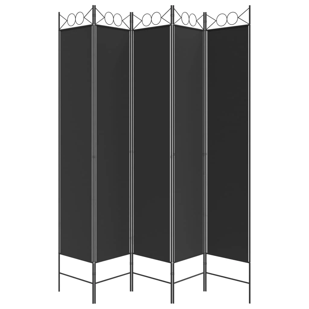 5-panels rumdeler 200x220 cm stof sort - Image 4