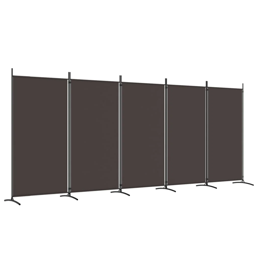 5-panels rumdeler 433x180 cm stof brun - Image 2