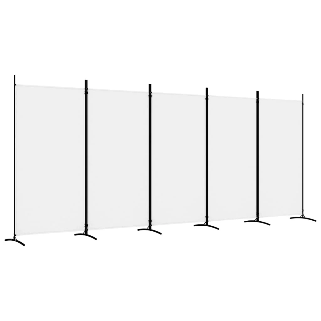 5-panels rumdeler 433x180 cm stof hvid - Image 2