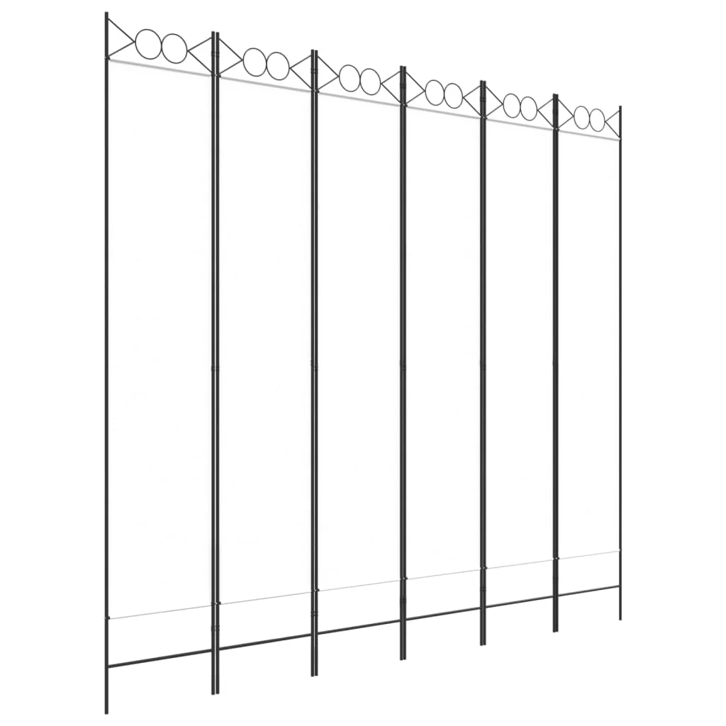 6-panels rumdeler 240x220 cm stof hvid - Image 2