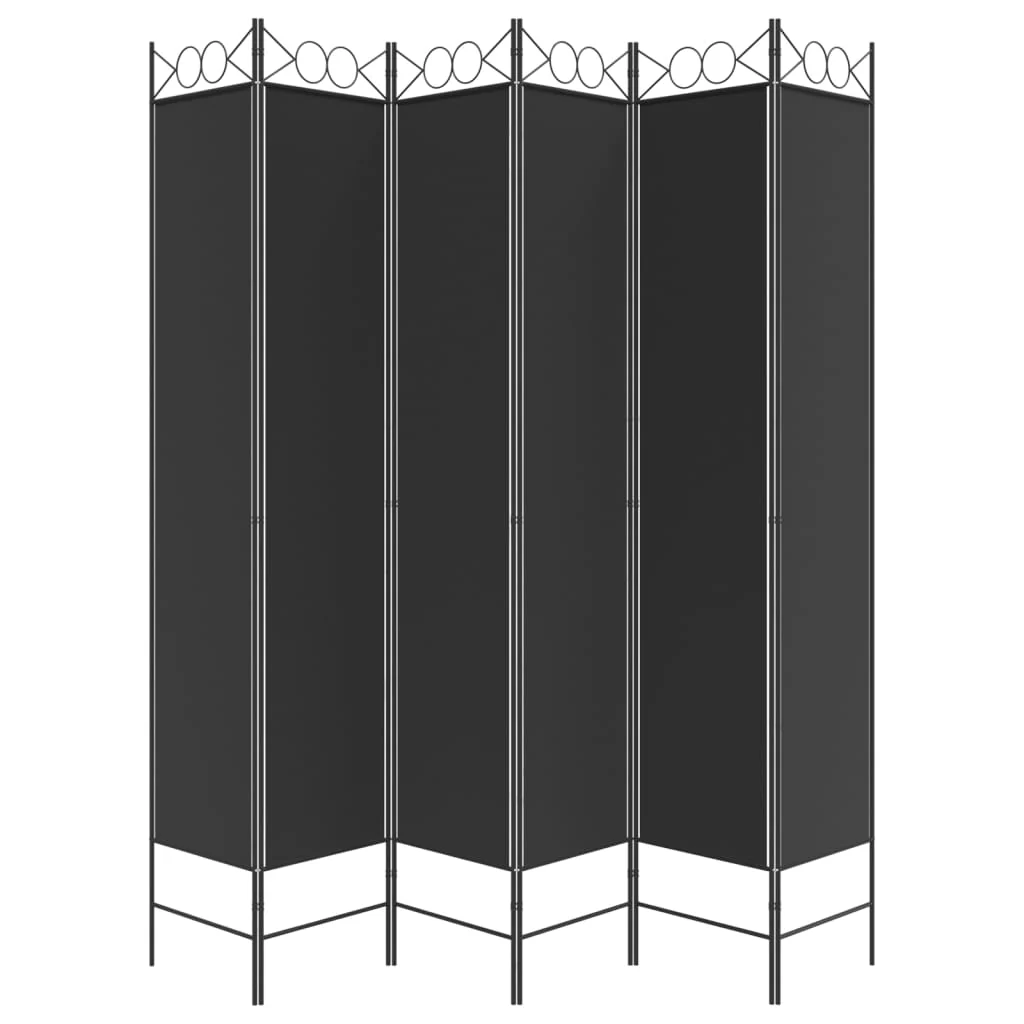 6-panels rumdeler 240x220 cm stof sort - Image 4