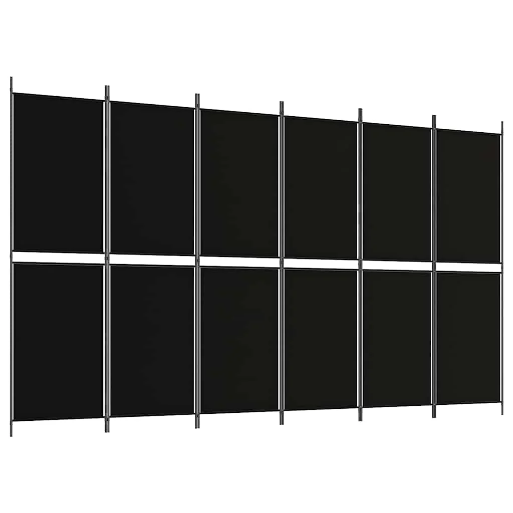 6-panels rumdeler 300x180 cm stof sort - Image 2