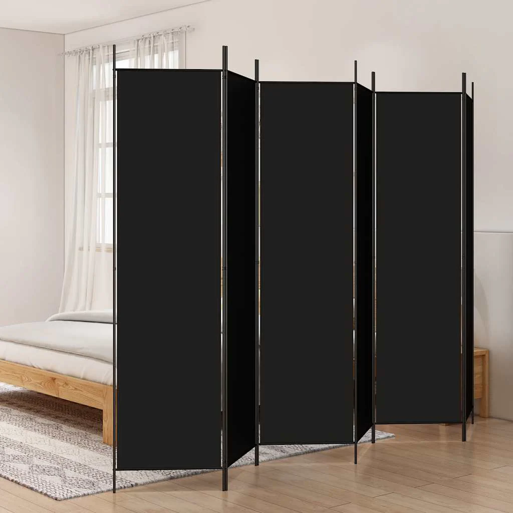6-panels rumdeler 300x200 cm stof sort - Image 3