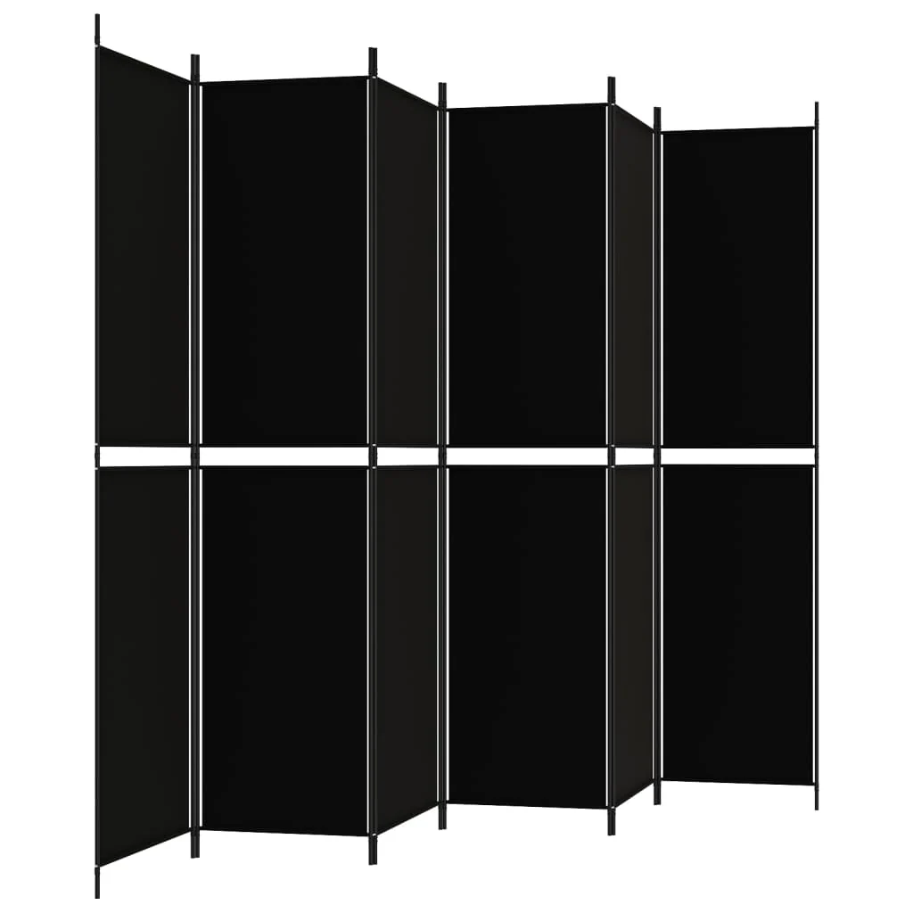 6-panels rumdeler 300x220 cm stof sort - Image 4