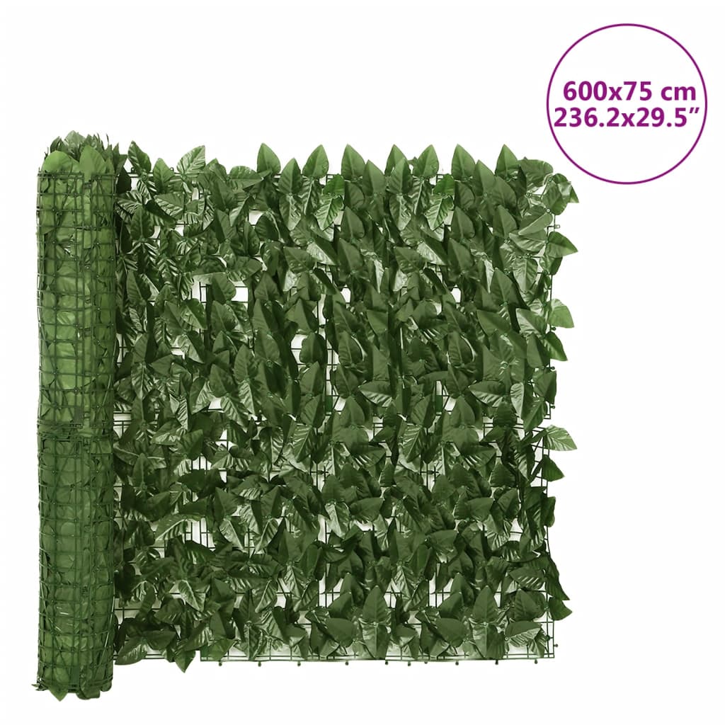 altanafskærmning 600x75 cm med mørkegrønne blade - Image 6