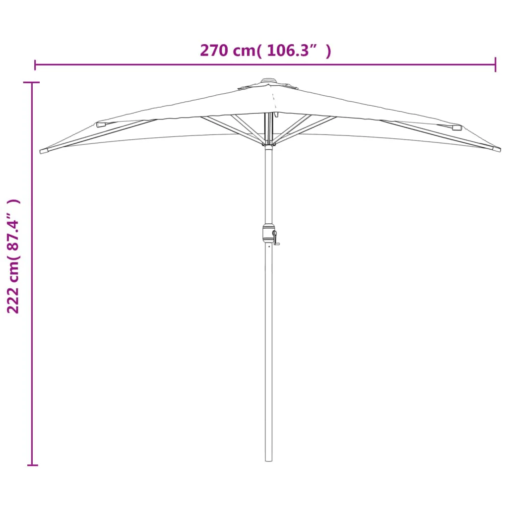 altanparasol med aluminiumsstang 270x144x222 cm halv terrakotta - Image 8