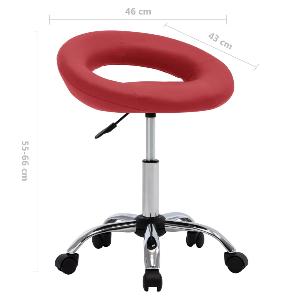 arbejdsstol med hjul kunstlæder vinrød - Image 7
