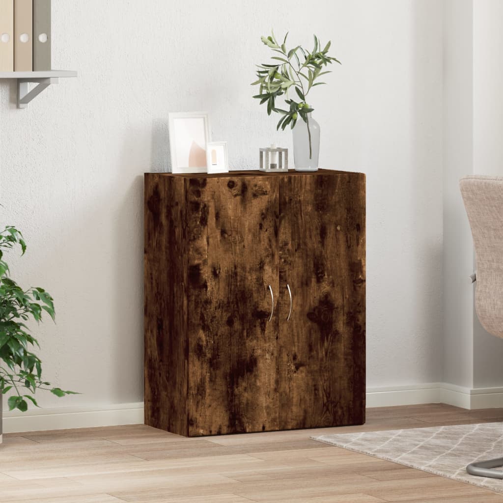 arkivskab 60x32x77,5 cm konstrueret træ røget egetræsfarve - Image 3