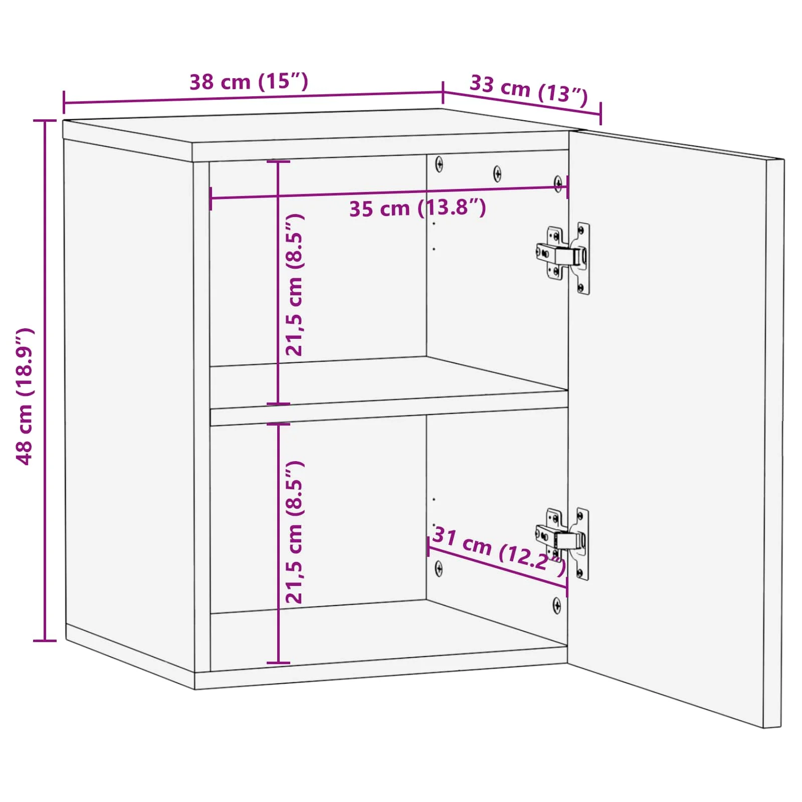 Badeværelse Hænge Skab Hvid 38 x 33 x 48 cm Massivt mangotræ - Image 11