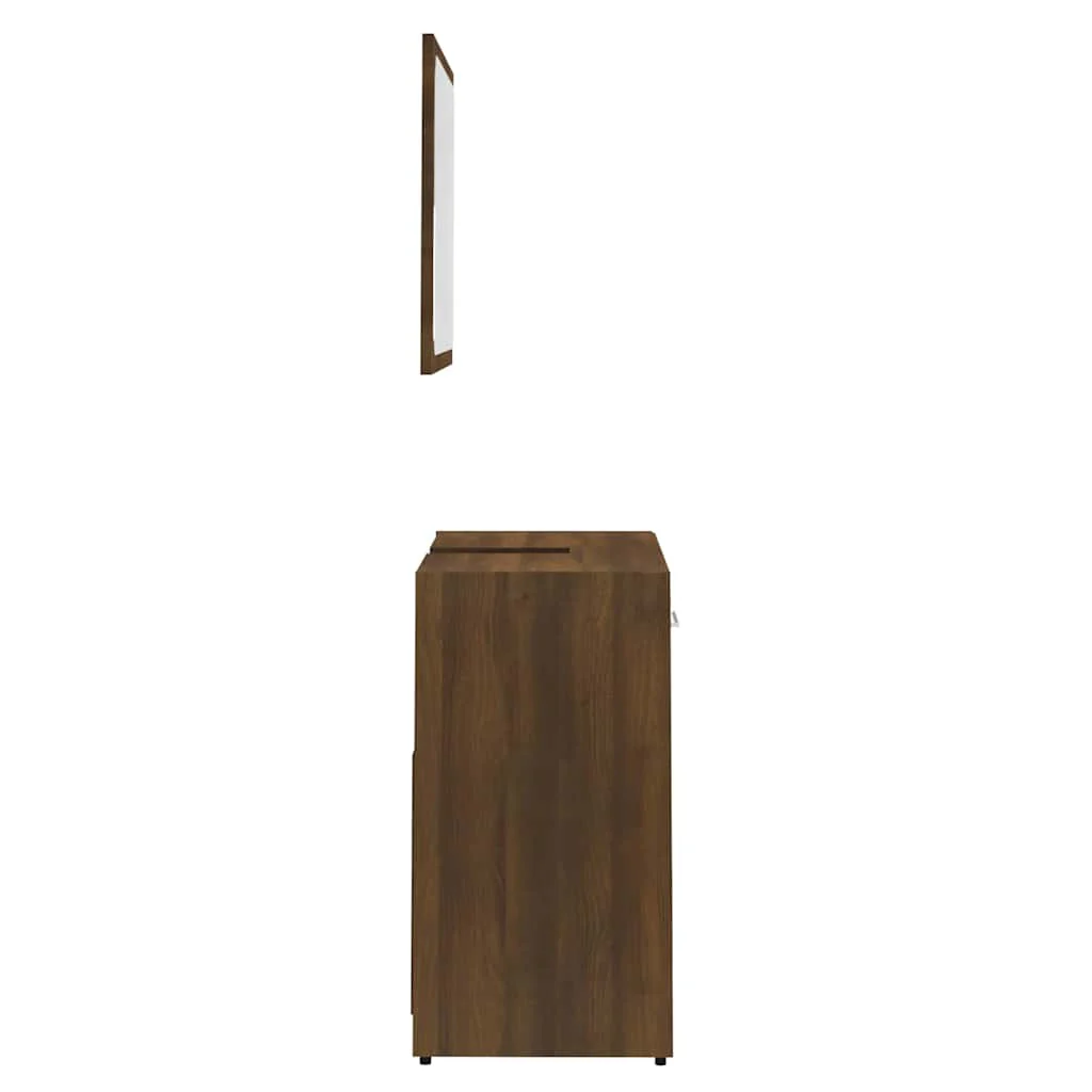 badeværelsesmøbelsæt konstrueret træ brun egetræ - Image 7