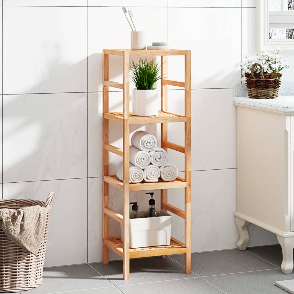 badeværelsesreol 35,5x35,5x112,5 cm massivt valnøddetræ