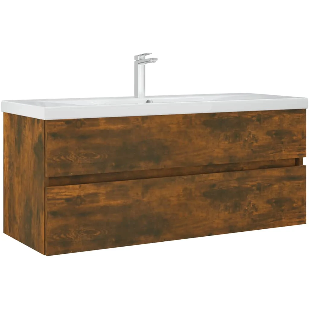 badeværelsesskab 100x38,5x45 cm konstrueret træ røget egetræ - Image 7