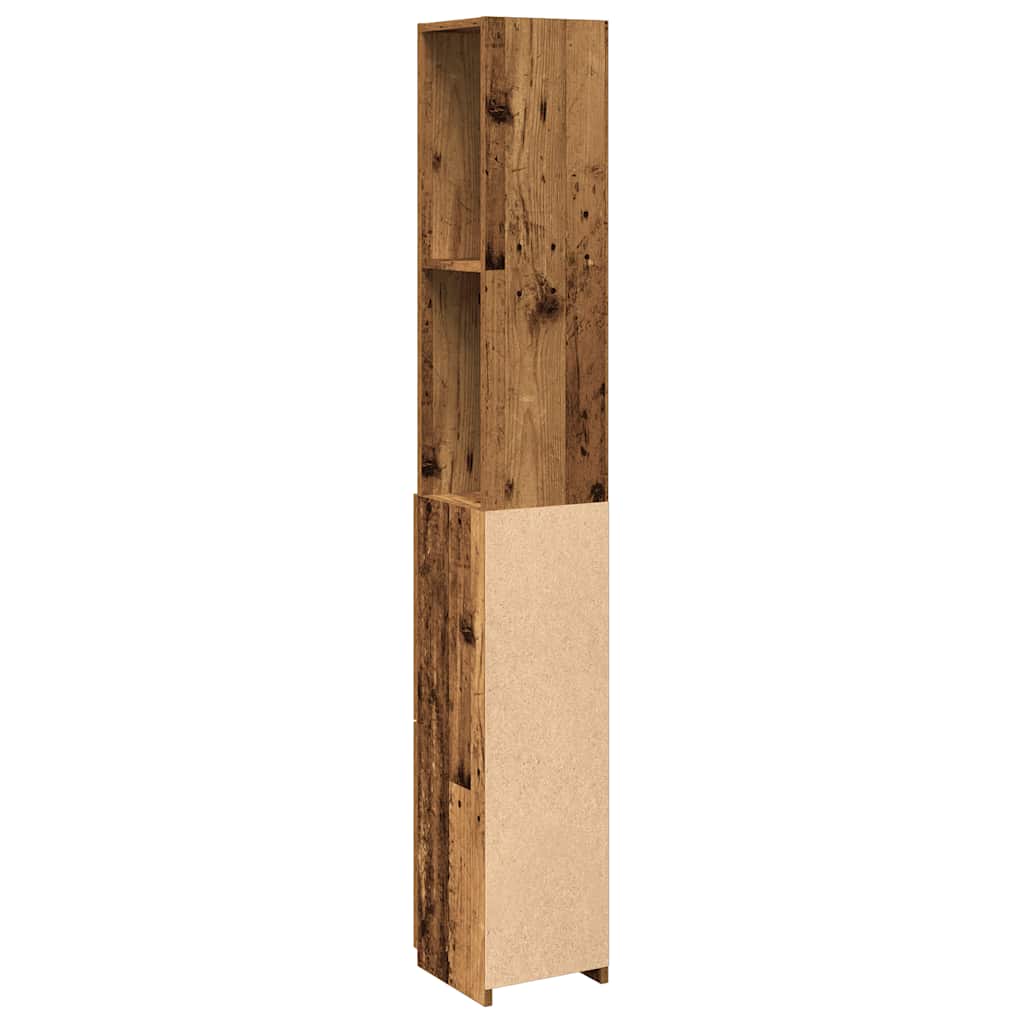 badeværelsesskab 25x25x170 cm konstrueret træ gammelt trælook - Image 6