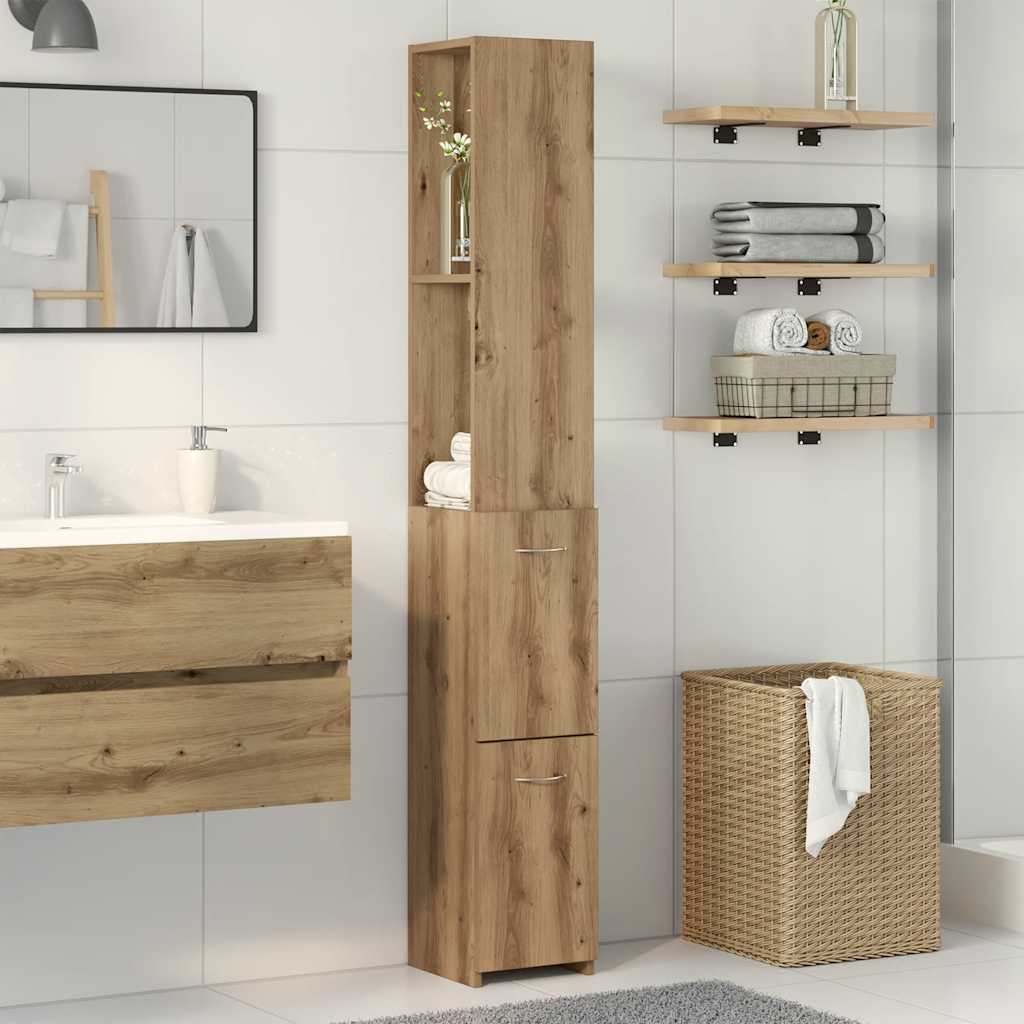 badeværelsesskab 25x25x170 cm konstrueret træ kunsteg - Image 3