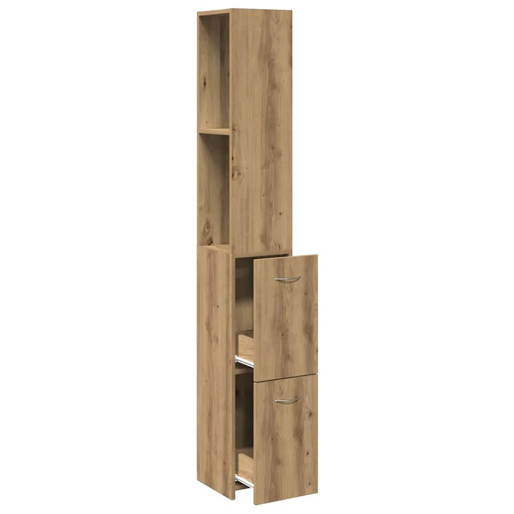 badeværelsesskab 25x25x170 cm konstrueret træ kunsteg - Image 7