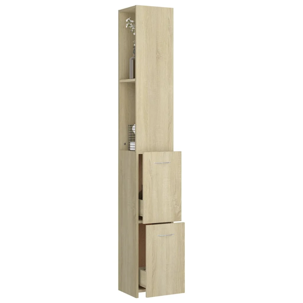 badeværelsesskab 25x26,5x170 cm konstrueret træ sonoma-eg - Image 7