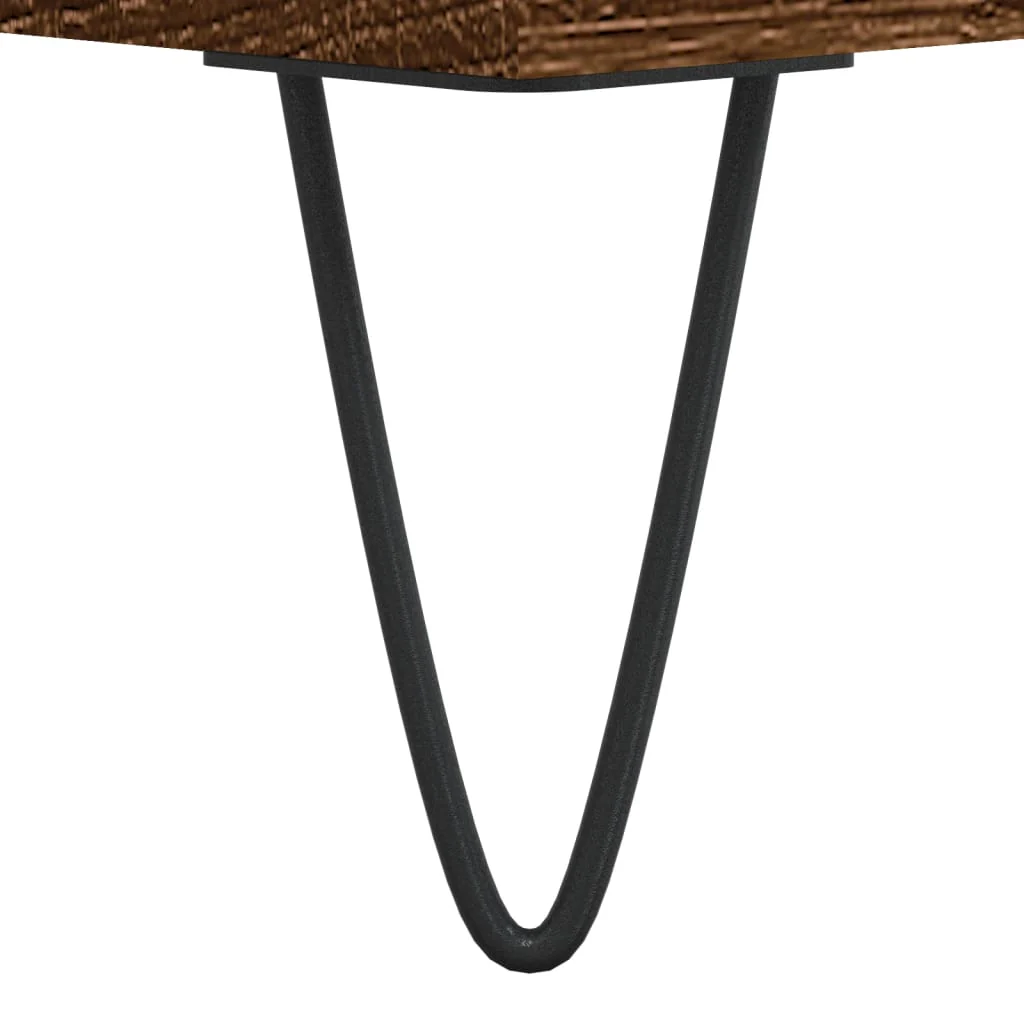 badeværelsesskab 30x30x100 cm konstrueret træ brunt egetræ - Image 9