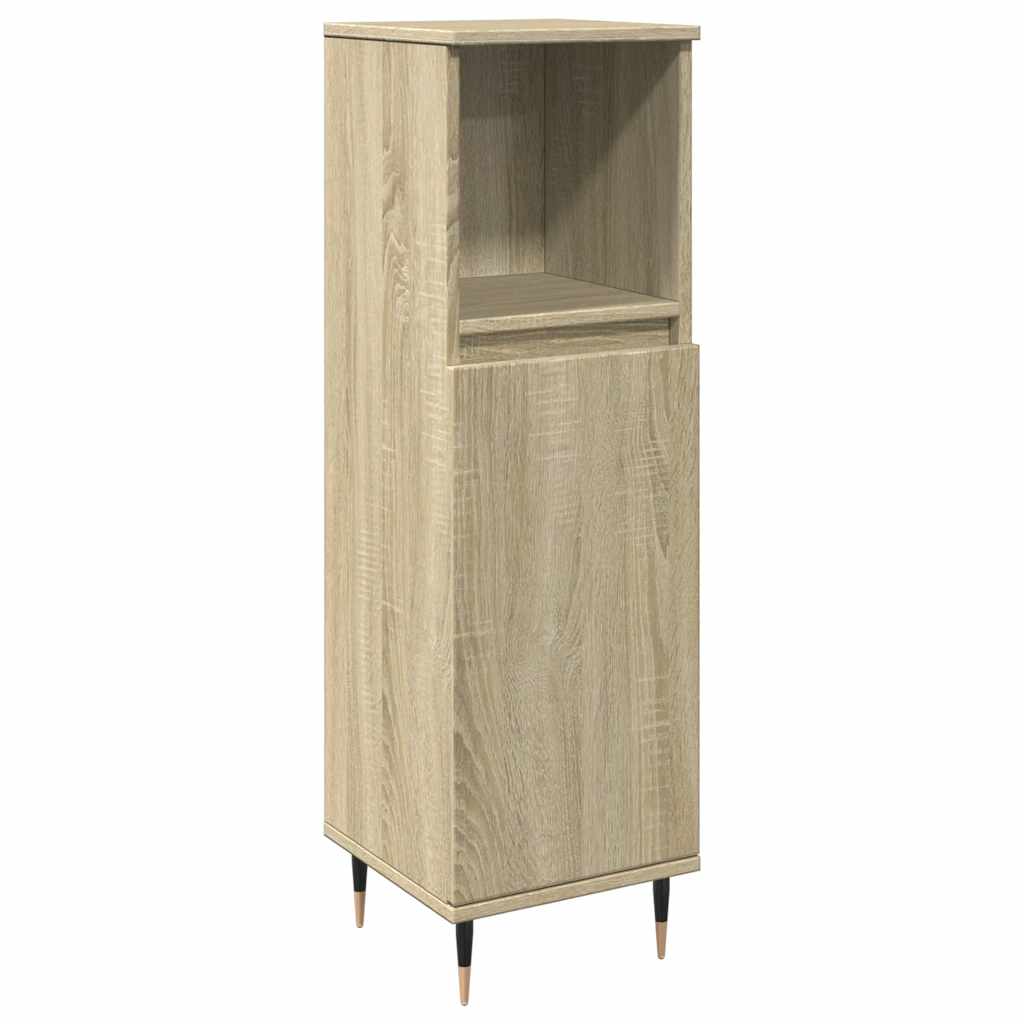 badeværelsesskab 30x30x100 cm konstrueret træ sonoma-eg - Image 2
