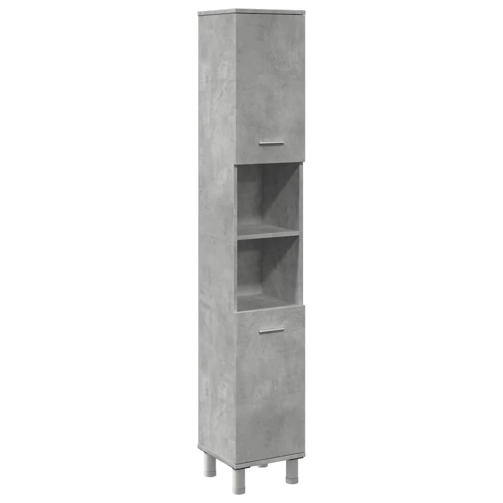 badeværelsesskab 30x30x179 cm spånplade betongrå - Image 2