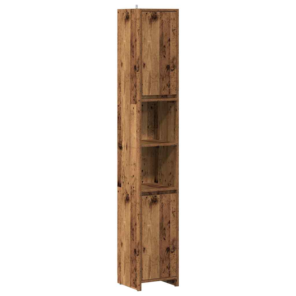 badeværelsesskab 30x30x183,5 cm konstrueret træ antikt træ - Image 2