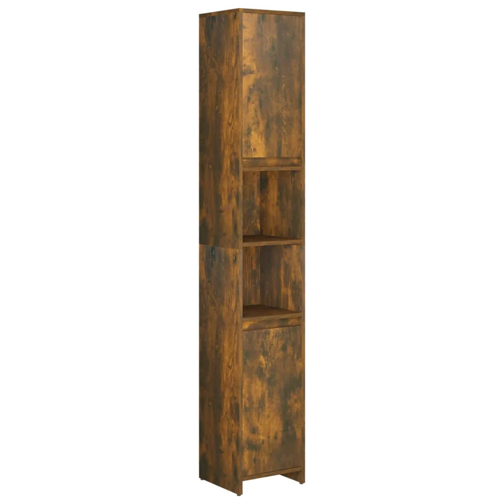 badeværelsesskab 30x30x183,5 cm konstrueret træ røget egetræ - Image 2