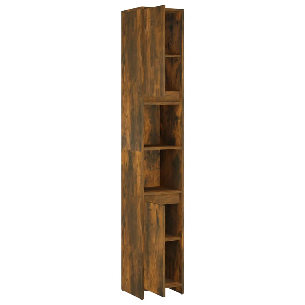badeværelsesskab 30x30x183,5 cm konstrueret træ røget egetræ - Image 6